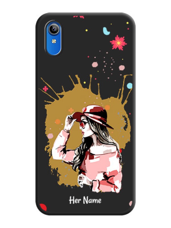 Custom Mordern Lady With Color Splash Background With Custom Text On Space Black Personalized Soft Matte Phone Covers -Vivo Y91I