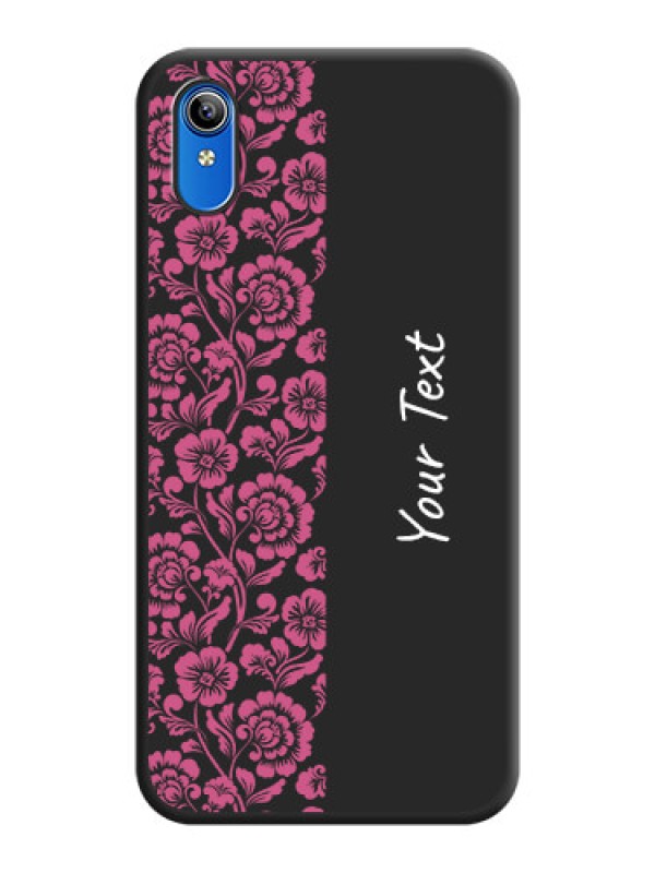 Custom Pink Floral Pattern Design With Custom Text On Space Black Personalized Soft Matte Phone Covers -Vivo Y91I