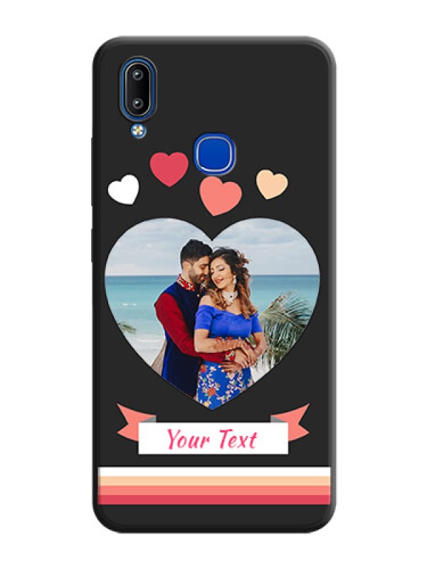 Custom Love Shaped Photo with Colorful Stripes on Personalised Space Black Soft Matte Cases - Vivo Y95