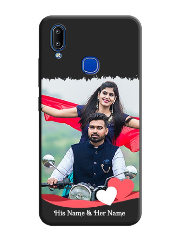 Custom Pink Color Love Shaped Ribbon Design with Text on Space Black Custom Soft Matte Phone Back Cover - Vivo Y95