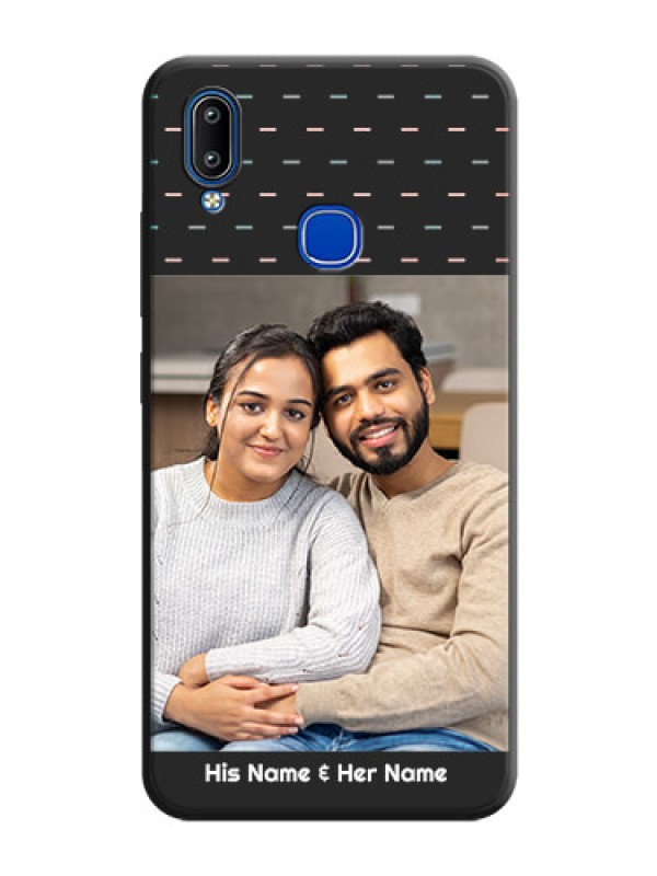 Custom Line Pattern Design with Text on Space Black Custom Soft Matte Phone Back Cover - Vivo Y95