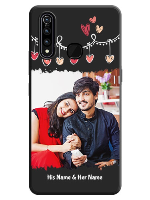Custom Pink Love Hangings with Name on Space Black Custom Soft Matte Phone Cases - Vivo Z1 Pro