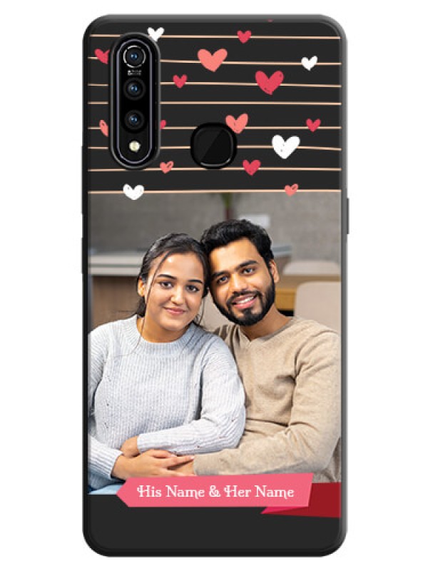 Custom Love Pattern with Name on Pink Ribbon  - Photo on Space Black Soft Matte Back Cover - Vivo Z1 Pro
