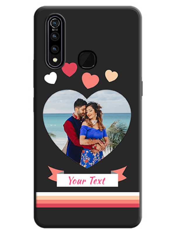Custom Love Shaped Photo with Colorful Stripes on Personalised Space Black Soft Matte Cases - Vivo Z1 Pro