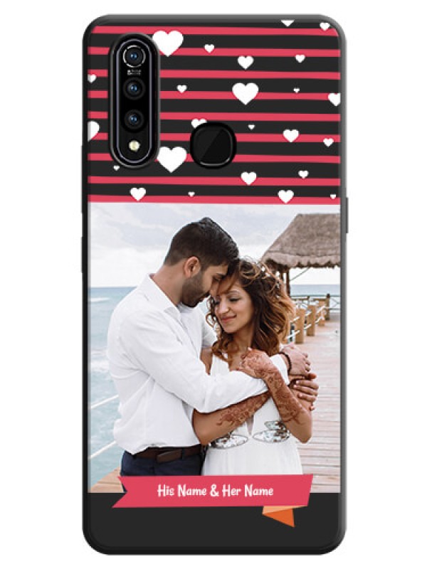 Custom White Color Love Symbols with Pink Lines Pattern on Space Black Custom Soft Matte Phone Cases - Vivo Z1 Pro