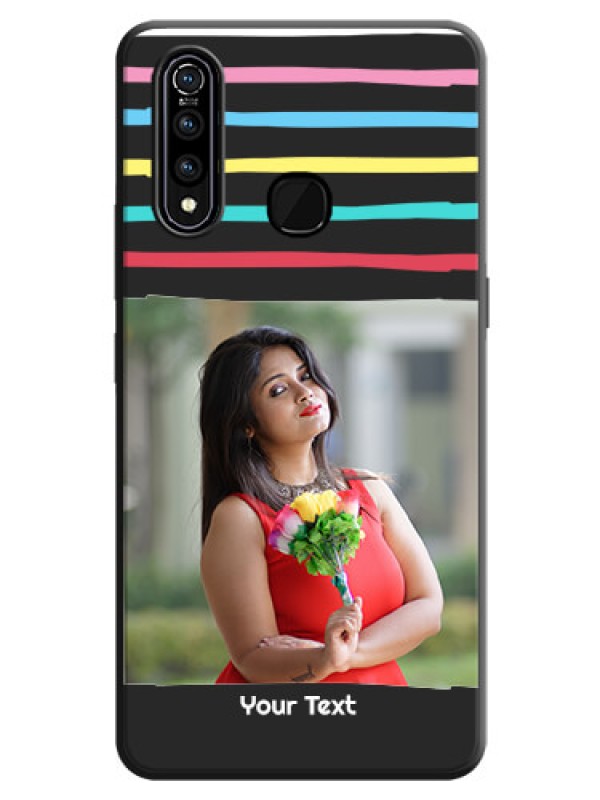Custom Multicolor Lines with Image on Space Black Personalized Soft Matte Phone Covers - Vivo Z1 Pro