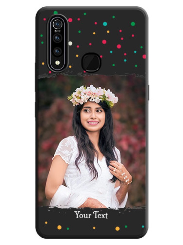 Custom Multicolor Dotted Pattern with Text on Space Black Custom Soft Matte Phone Back Cover - Vivo Z1 Pro