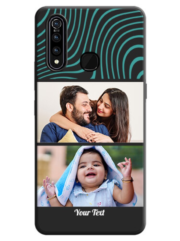 Custom Wave Pattern with 2 Image Holder on Space Black Personalized Soft Matte Phone Covers - Vivo Z1 Pro