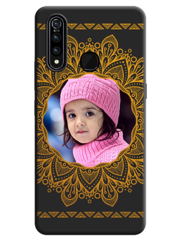Custom Round Image with Floral Design - Photo on Space Black Soft Matte Mobile Cover - Vivo Z1 Pro