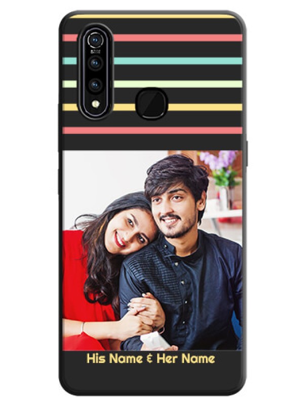 Custom Color Stripes with Photo and Text - Photo on Space Black Soft Matte Mobile Case - Vivo Z1 Pro