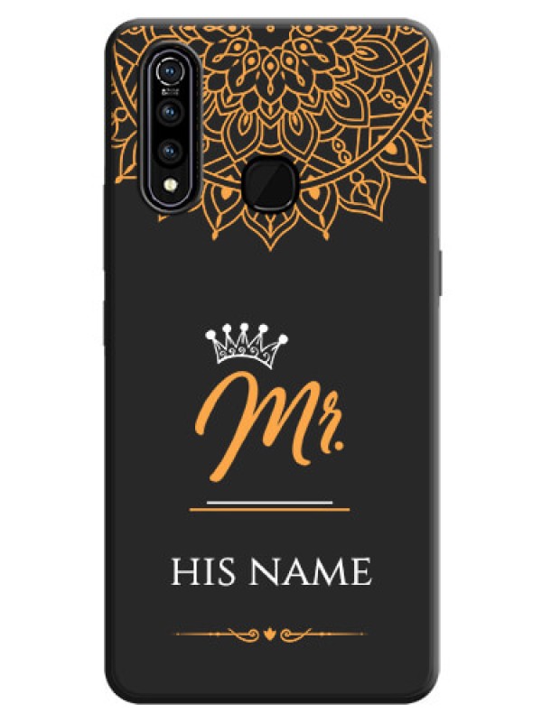 Custom Mr Name with Floral Design  on Personalised Space Black Soft Matte Cases - Vivo Z1 Pro