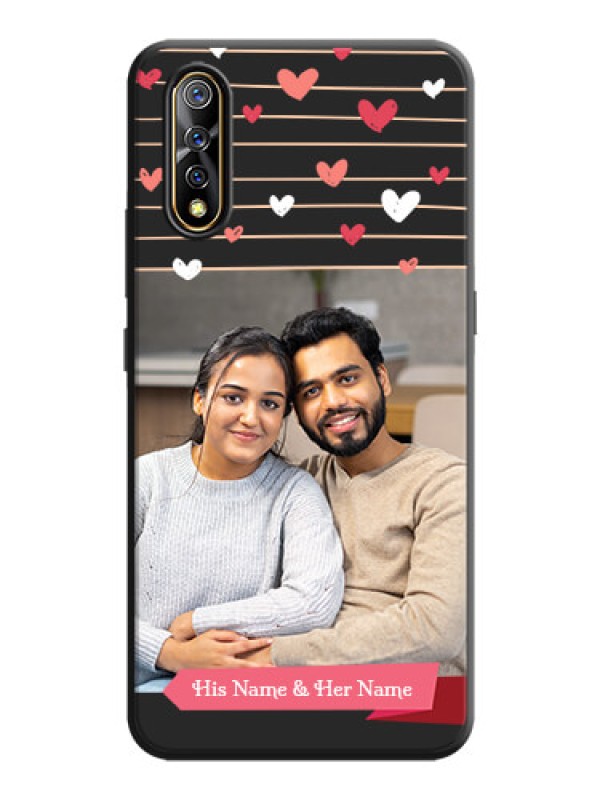Custom Love Pattern with Name on Pink Ribbon  - Photo on Space Black Soft Matte Back Cover - Vivo Z1X