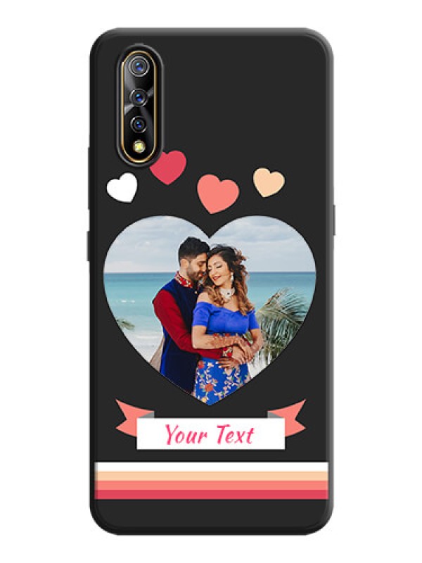 Custom Love Shaped Photo with Colorful Stripes on Personalised Space Black Soft Matte Cases - Vivo Z1X