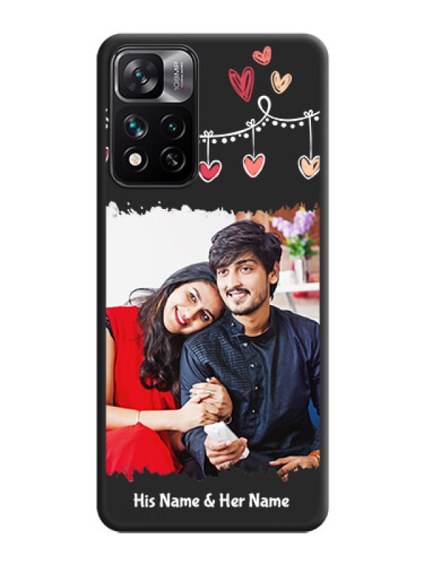 Custom Pink Love Hangings with Name on Space Black Custom Soft Matte Phone Cases - Xiaomi 11I 5G