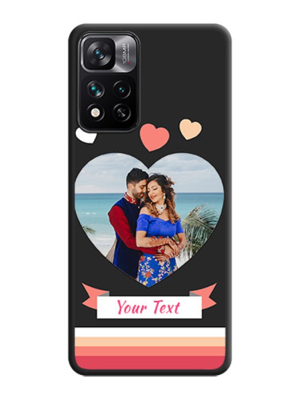 Custom Love Shaped Photo with Colorful Stripes on Personalised Space Black Soft Matte Cases - Xiaomi 11I 5G