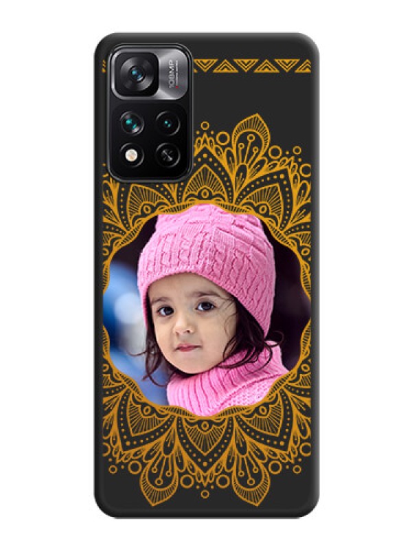 Custom Round Image with Floral Design on Photo on Space Black Soft Matte Mobile Cover - Xiaomi 11I 5G