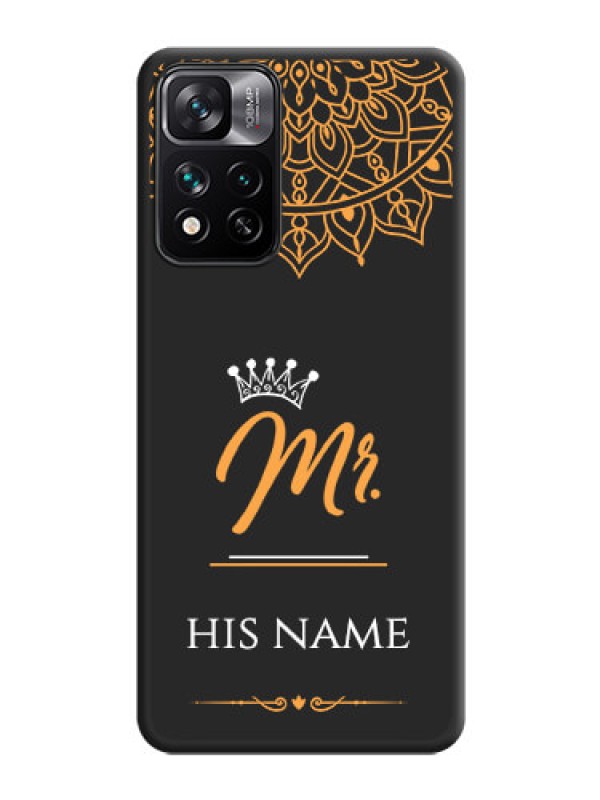Custom Mr Name with Floral Design  on Personalised Space Black Soft Matte Cases - Xiaomi 11I 5G