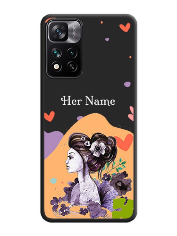 Custom Namecase For Her With Fancy Lady Image On Space Black Personalized Soft Matte Phone Covers -Xiaomi 11I 5G