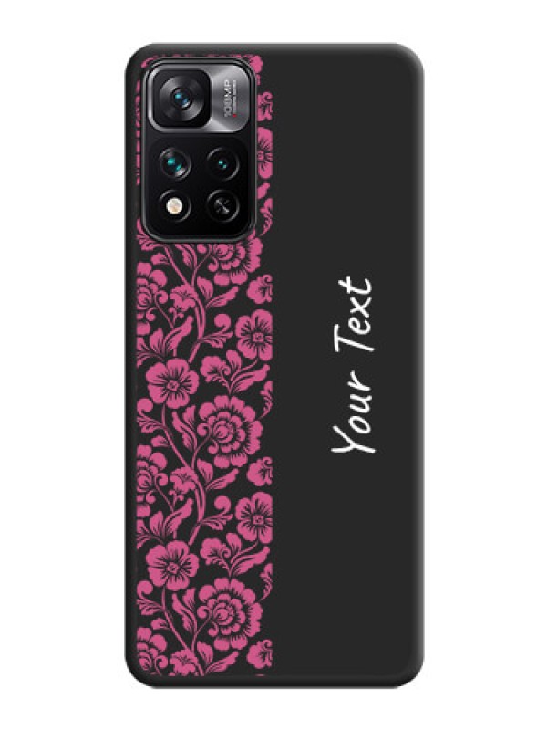 Custom Pink Floral Pattern Design With Custom Text On Space Black Personalized Soft Matte Phone Covers -Xiaomi 11I 5G
