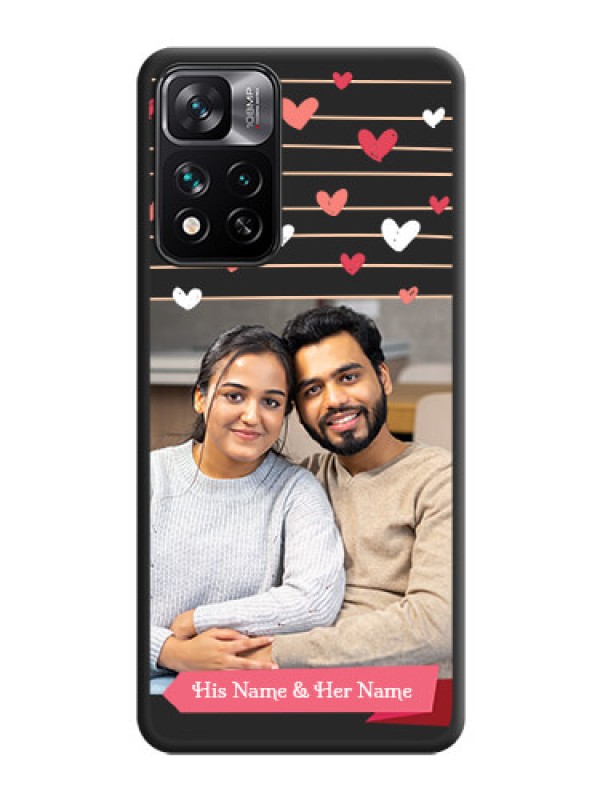 Custom Love Pattern with Name on Pink Ribbon  on Photo on Space Black Soft Matte Back Cover - Xiaomi 11i Hypercharge 5G