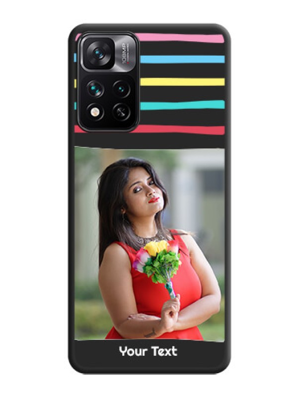 Custom Multicolor Lines with Image on Space Black Personalized Soft Matte Phone Covers - Xiaomi 11i Hypercharge 5G
