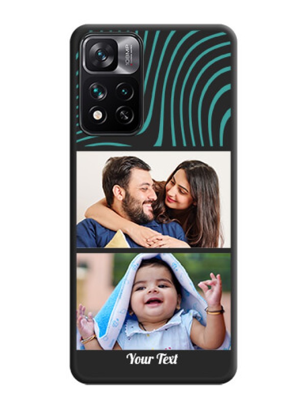 Custom Wave Pattern with 2 Image Holder on Space Black Personalized Soft Matte Phone Covers - Xiaomi 11i Hypercharge 5G