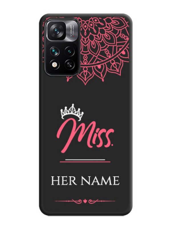 Custom Mrs Name with Floral Design on Space Black Personalized Soft Matte Phone Covers - Xiaomi 11i Hypercharge 5G