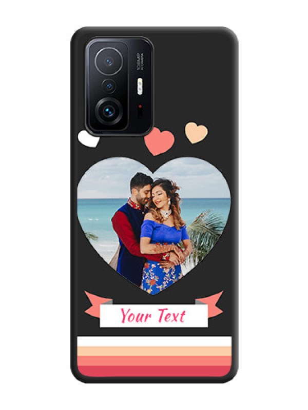 Custom Love Shaped Photo with Colorful Stripes on Personalised Space Black Soft Matte Cases - Xiaomi 11T Pro 5G