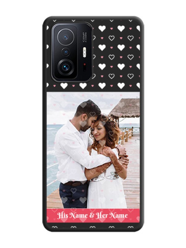 Custom White Color Love Symbols with Text Design on Photo on Space Black Soft Matte Phone Cover - Xiaomi 11T Pro 5G