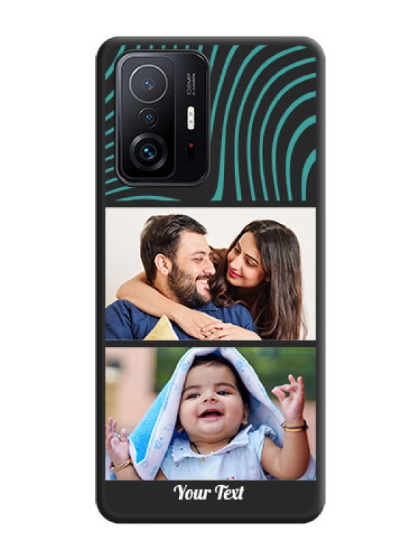 Custom Wave Pattern with 2 Image Holder on Space Black Personalized Soft Matte Phone Covers - Xiaomi 11T Pro 5G
