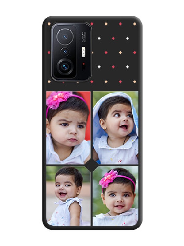 Custom Multicolor Dotted Pattern with 4 Image Holder on Space Black Custom Soft Matte Phone Cases - Xiaomi 11T Pro 5G