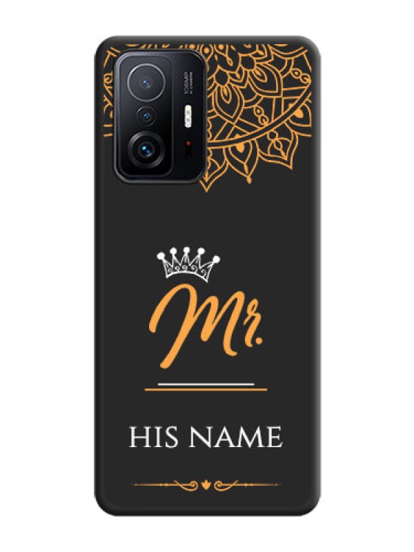 Custom Mr Name with Floral Design  on Personalised Space Black Soft Matte Cases - Xiaomi 11T Pro 5G