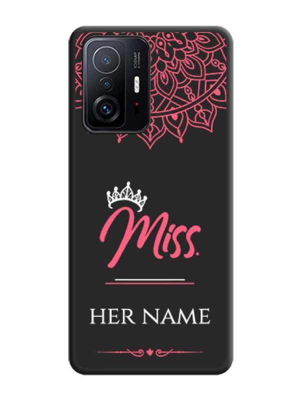 Custom Mrs Name with Floral Design on Space Black Personalized Soft Matte Phone Covers - Xiaomi 11T Pro 5G