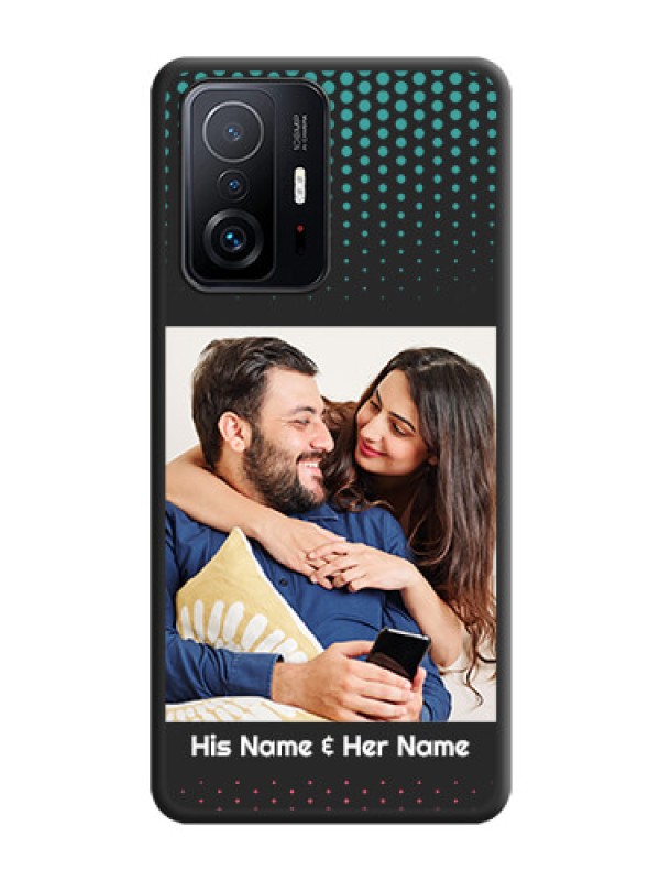 Custom Faded Dots with Grunge Photo Frame and Text on Space Black Custom Soft Matte Phone Cases - Xiaomi 11T Pro 5G
