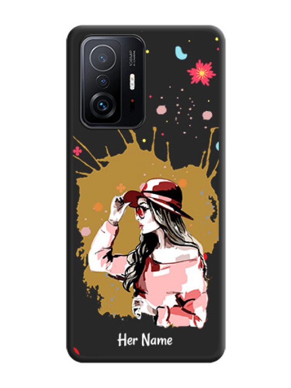 Custom Mordern Lady With Color Splash Background With Custom Text On Space Black Personalized Soft Matte Phone Covers -Xiaomi 11T Pro 5G