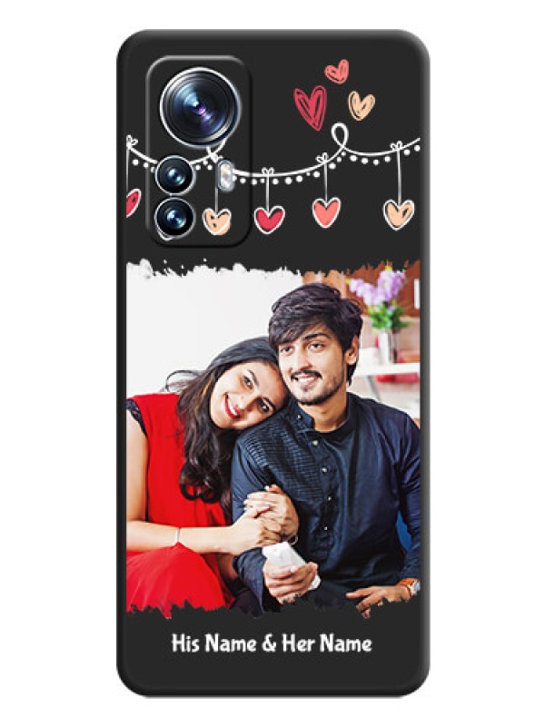Custom Pink Love Hangings with Name on Space Black Custom Soft Matte Phone Cases - Xiaomi 12 Pro 5G