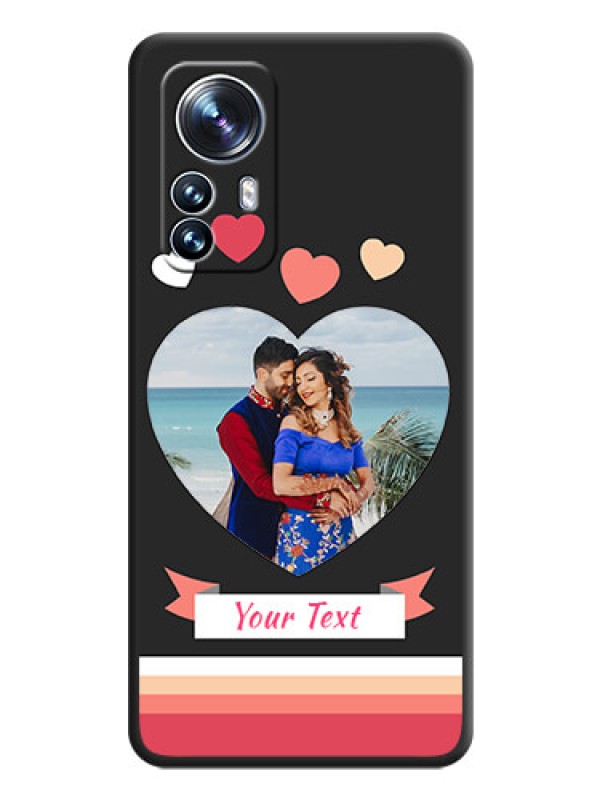 Custom Love Shaped Photo with Colorful Stripes on Personalised Space Black Soft Matte Cases - Xiaomi 12 Pro 5G