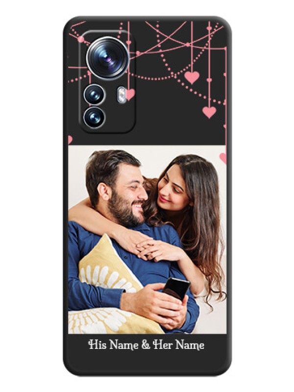 Custom Pink Love Hangings with Text on Space Black Custom Soft Matte Back Cover - Xiaomi 12 Pro 5G