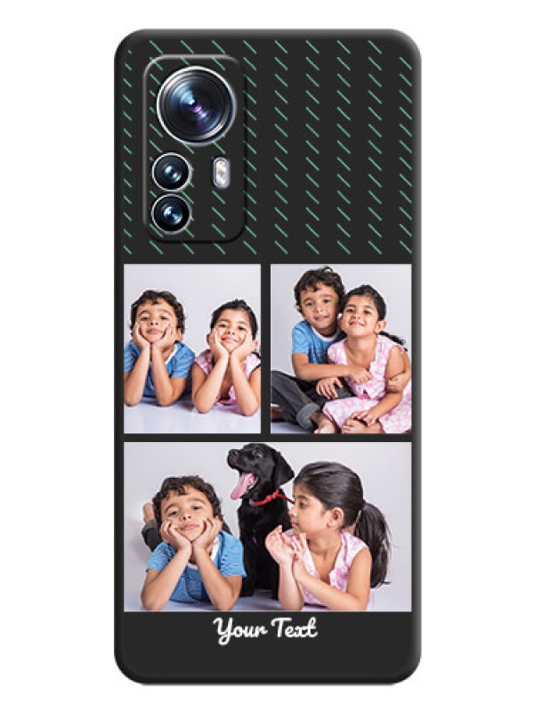 Custom Cross Dotted Pattern with 2 Image Holder  on Personalised Space Black Soft Matte Cases - Xiaomi 12 Pro 5G