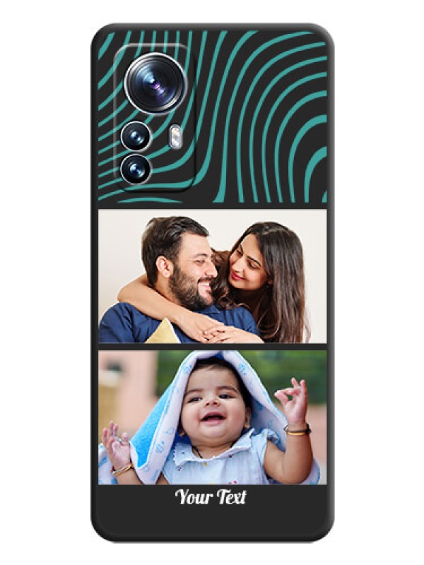 Custom Wave Pattern with 2 Image Holder on Space Black Personalized Soft Matte Phone Covers - Xiaomi 12 Pro 5G