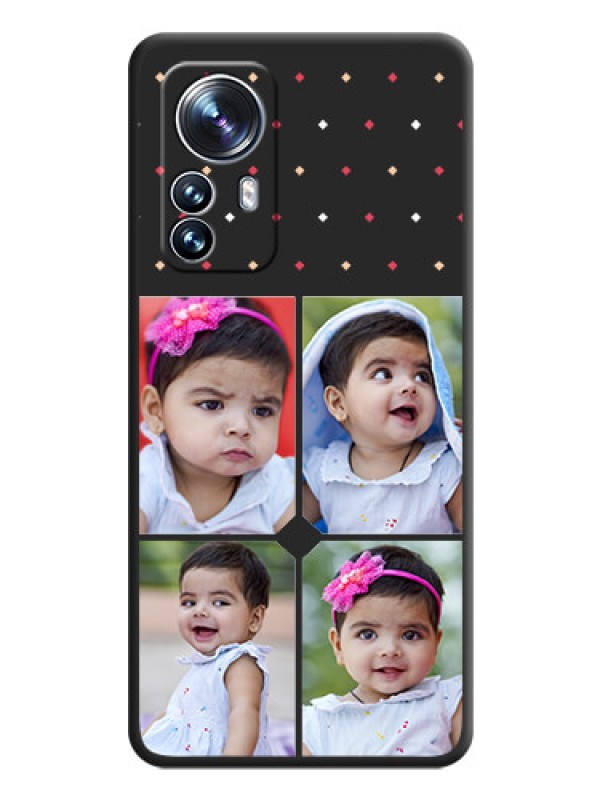 Custom Multicolor Dotted Pattern with 4 Image Holder on Space Black Custom Soft Matte Phone Cases - Xiaomi 12 Pro 5G