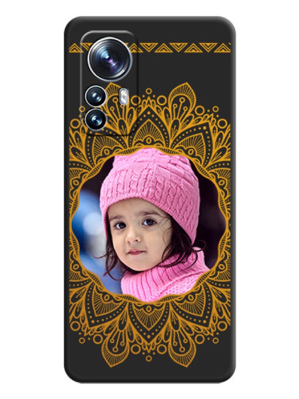 Custom Round Image with Floral Design on Photo on Space Black Soft Matte Mobile Cover - Xiaomi 12 Pro 5G