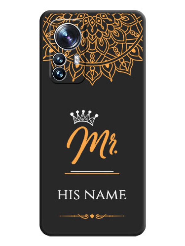 Custom Mr Name with Floral Design  on Personalised Space Black Soft Matte Cases - Xiaomi 12 Pro 5G