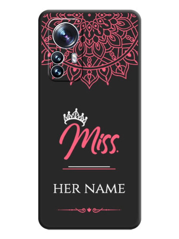 Custom Mrs Name with Floral Design on Space Black Personalized Soft Matte Phone Covers - Xiaomi 12 Pro 5G