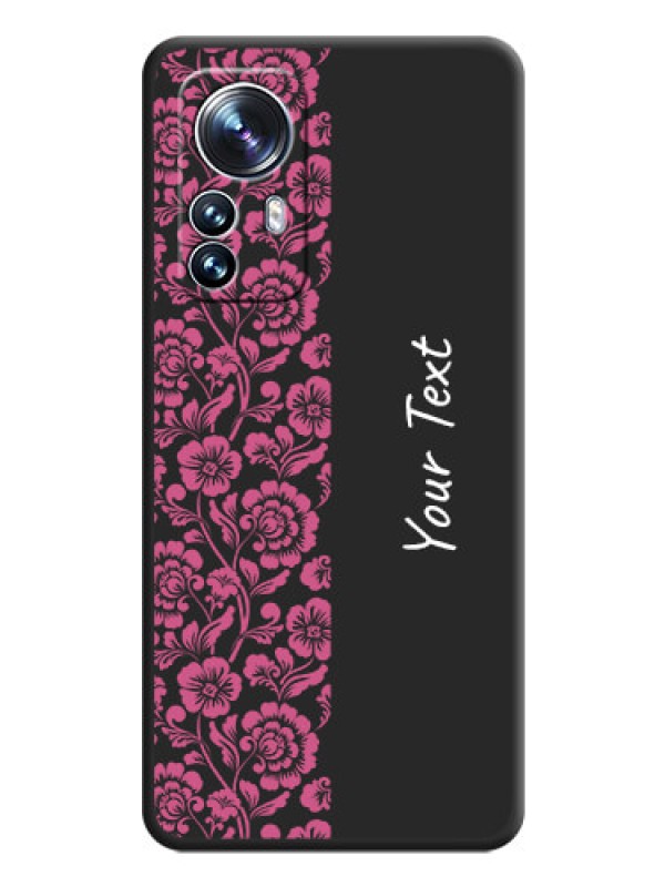 Custom Pink Floral Pattern Design With Custom Text On Space Black Personalized Soft Matte Phone Covers -Xiaomi 12 Pro 5G