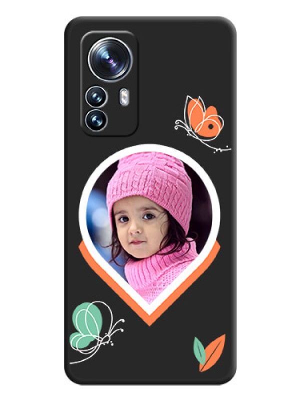 Custom Upload Pic With Simple Butterly Design On Space Black Personalized Soft Matte Phone Covers -Xiaomi 12 Pro 5G