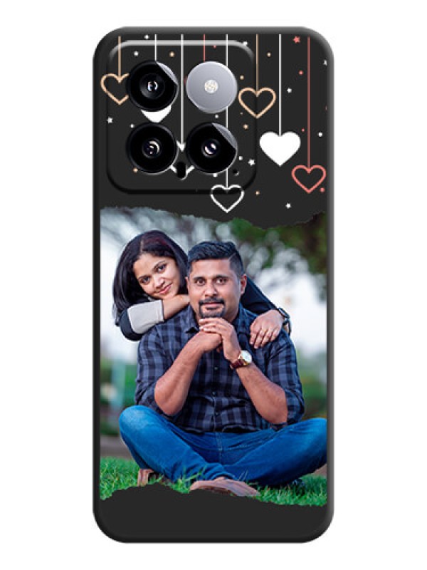 Custom Love Hangings with Splash Wave Picture on Space Black Custom Soft Matte Phone Back Cover - Xiaomi 14 5G
