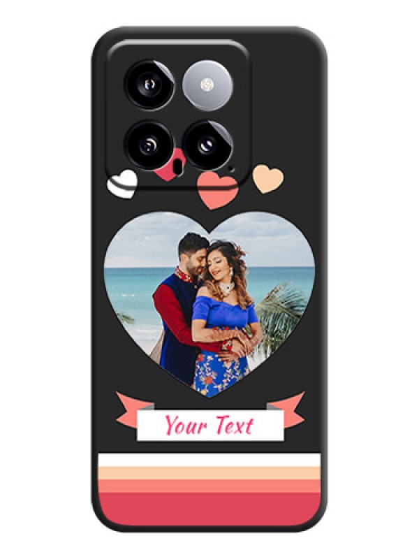 Custom Love Shaped Photo with Colorful Stripes on Personalised Space Black Soft Matte Cases - Xiaomi 14 5G