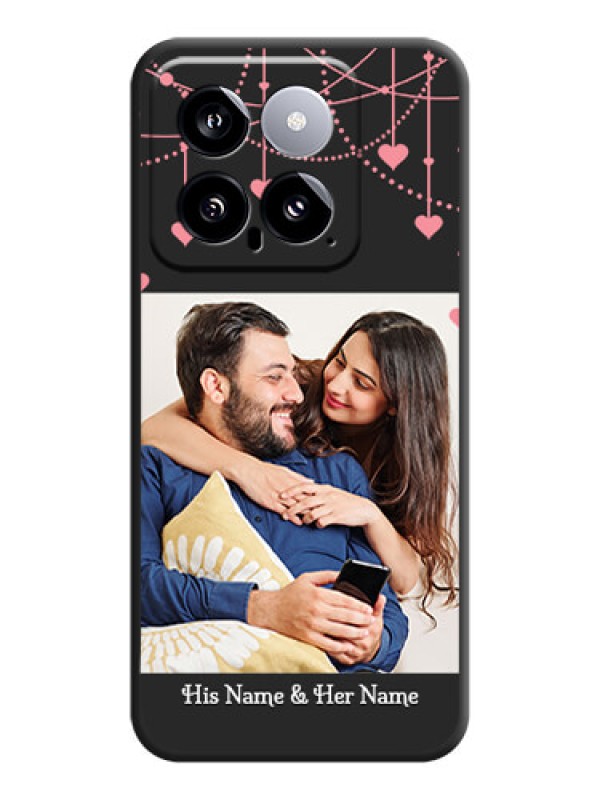 Custom Pink Love Hangings with Text on Space Black Custom Soft Matte Back Cover - Xiaomi 14 5G