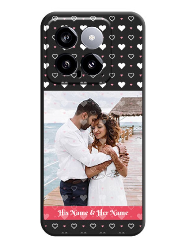 Custom White Color Love Symbols with Text Design - Photo on Space Black Soft Matte Phone Cover - Xiaomi 14 5G